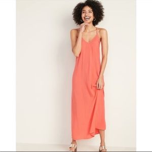 Old Navy Coral V-neck Slip Maxi Dress